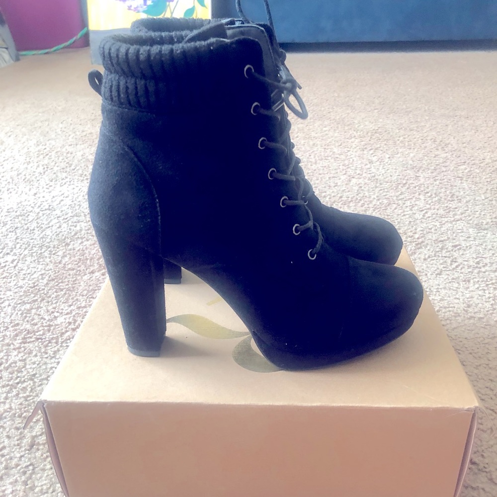 Black lace up booties